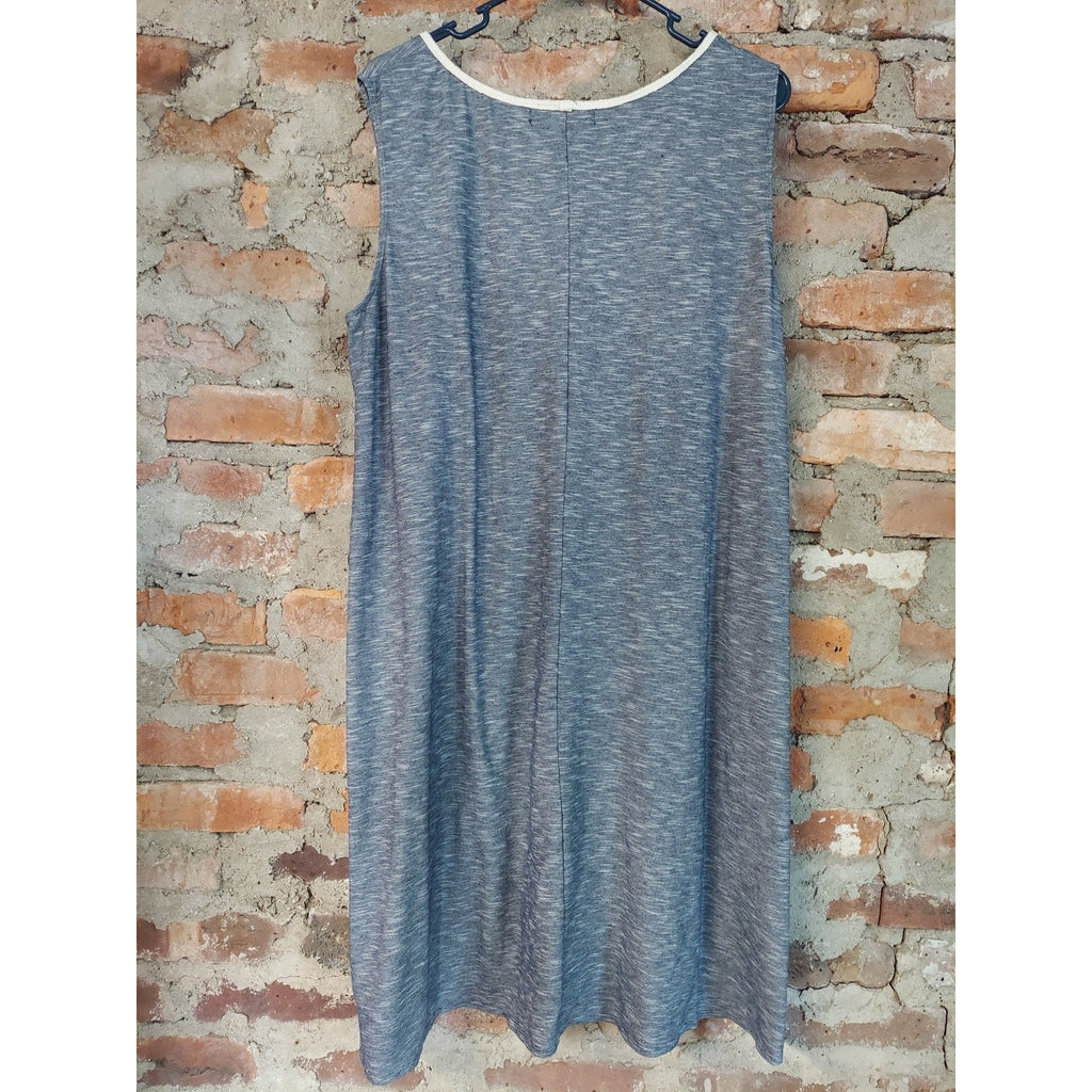 MAX STUDIO Womens Dress 1X Gray Cream Sleeveless Crochet Lace Up Tunic Shift
