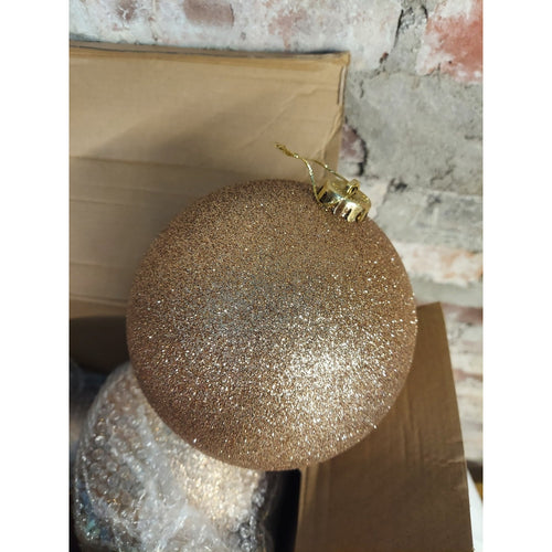6" Gold Glitter Christmas Ball Ornament Set of 6 Holiday Tree Decor Sparkling