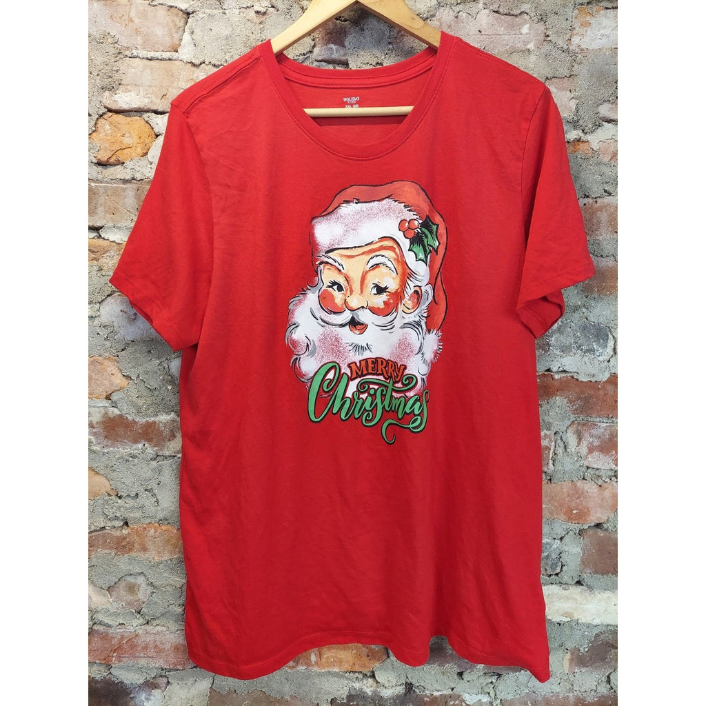 Holiday Time Womens T Shirt Christmas Santa Graphic Print XXL 20 Red