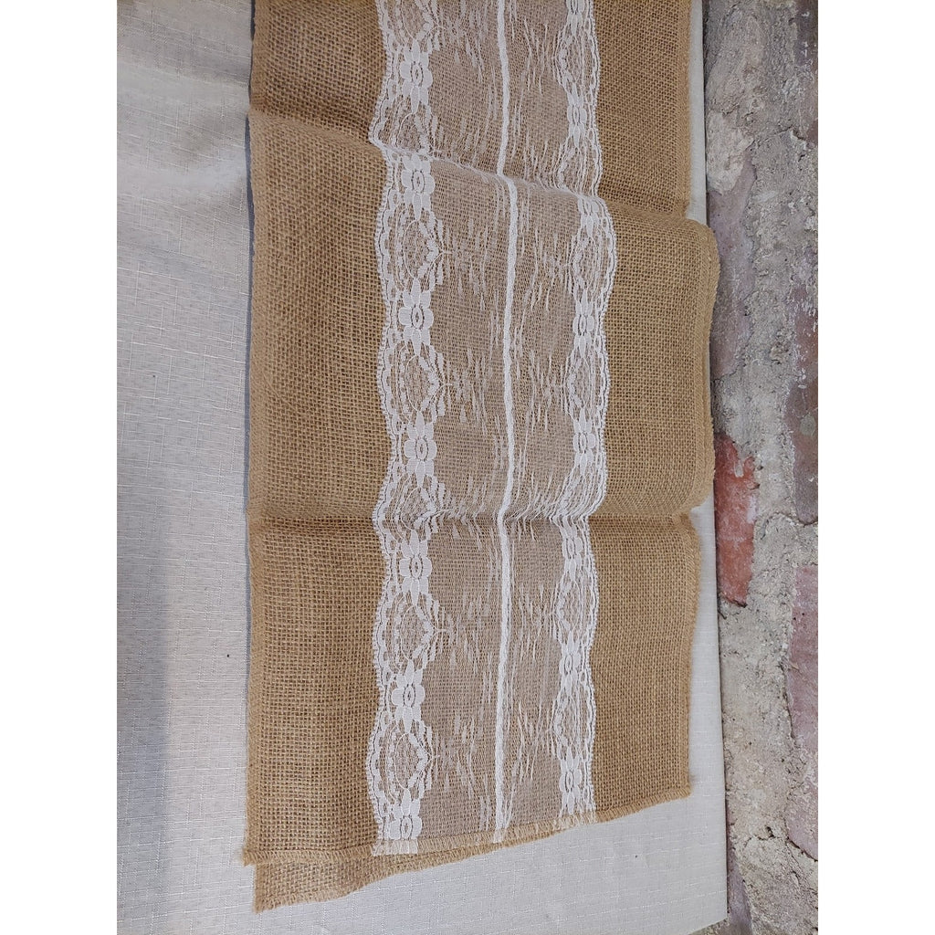 Burlap Lace Table Runner Rustic Wedding Party Event Decor 70 Inch Natural White