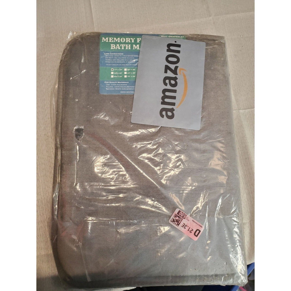 Genteele Memory Foam Bath Mat Soft Non Slip Absorbent Bathroom Rug Gray