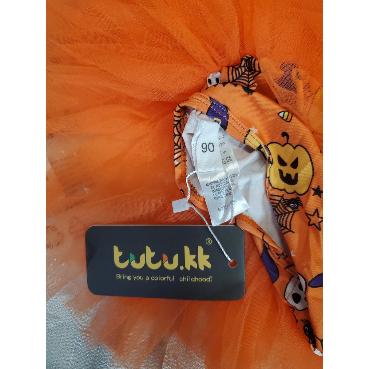 tutu.kk Girls Toddler Halloween Dress Costume 2T Orange Multicolor Pumpkin Ghost