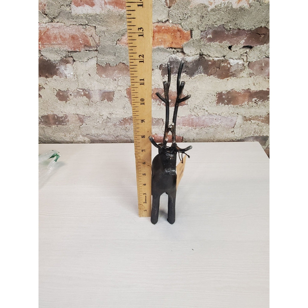 Deer Reindeer Figurine Metal Rustic Holiday Farmhouse Decor 10.5 Inch Tall Wire