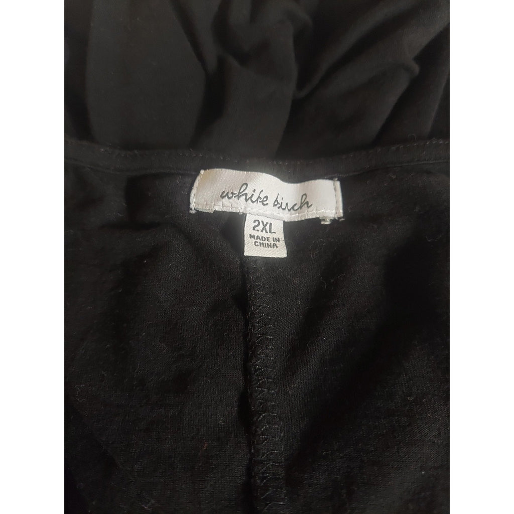 White Birch Womens Tunic Top 2XL Black Sleeveless V Neck Lace Trim Flowy