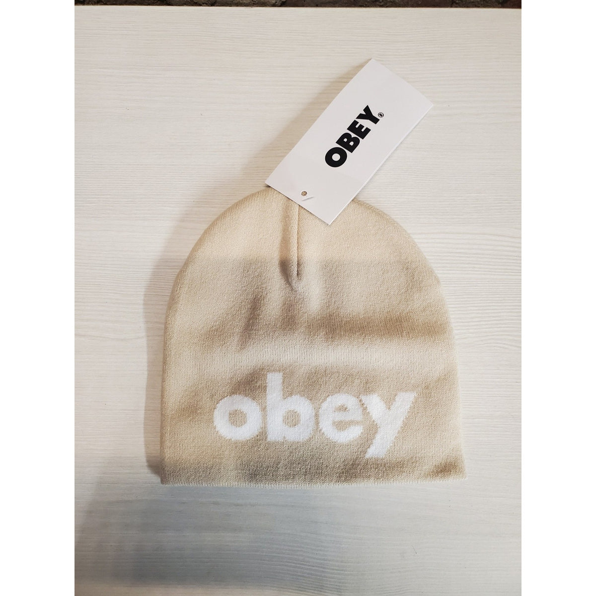 OBEY Lowercase Beanie O/S Silver Grey New Unisex Mens Womens Skull Cap Knit Hat