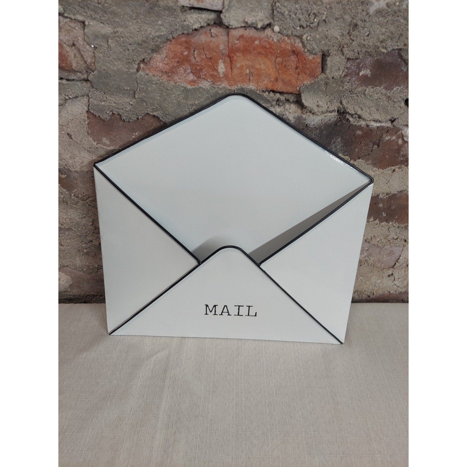 White Black Envelope Shape Mail Holder Wall Mount Farmhouse Decor Storage
