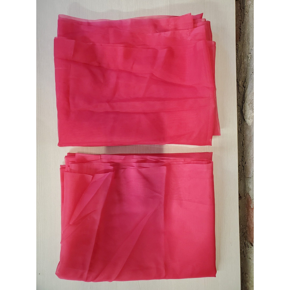 Pink Sheer Curtains 42" W x 108" L Panels Rod Pocket Voile Set of 2 Light