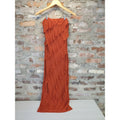 BTFBM Womens Strapless Ruffle Maxi Dress S Small Rust Solid Flowy New Summer
