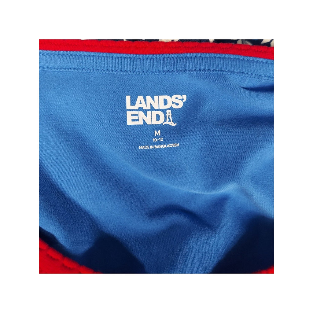 Lands End Long Sleeve Crewneck T Shirt Womens M 10-12 Blue Red