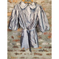 Oboe Girls Silver Jacket L Puff Sleeve Tie Waist Collared Polyester