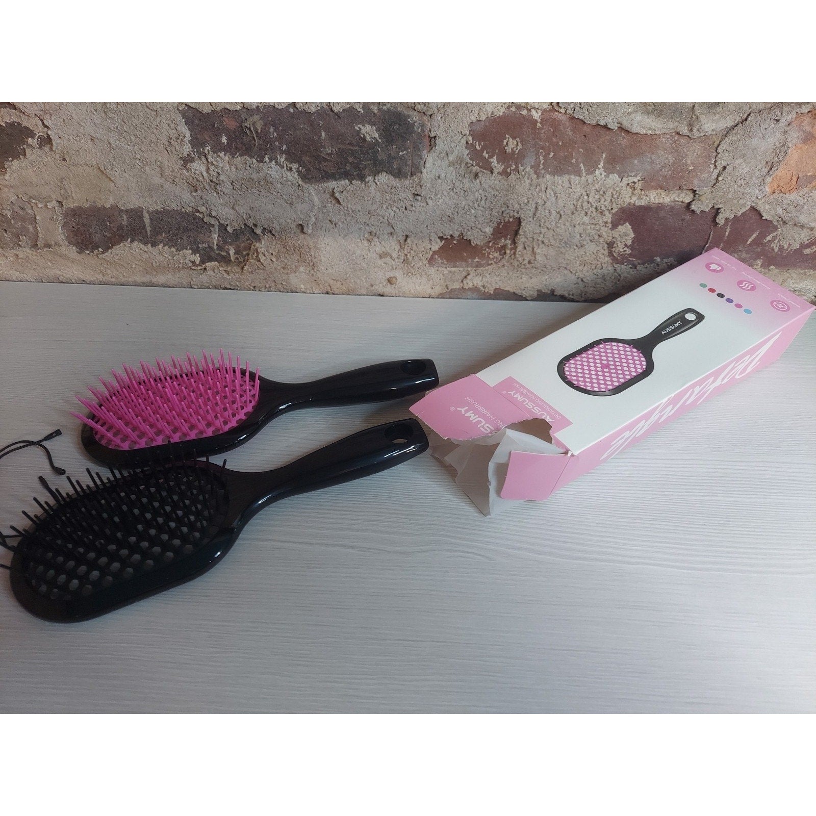 DUSSURY Detangling Hair Brush Vented Faster Blow Drying Set 2 Pink Black