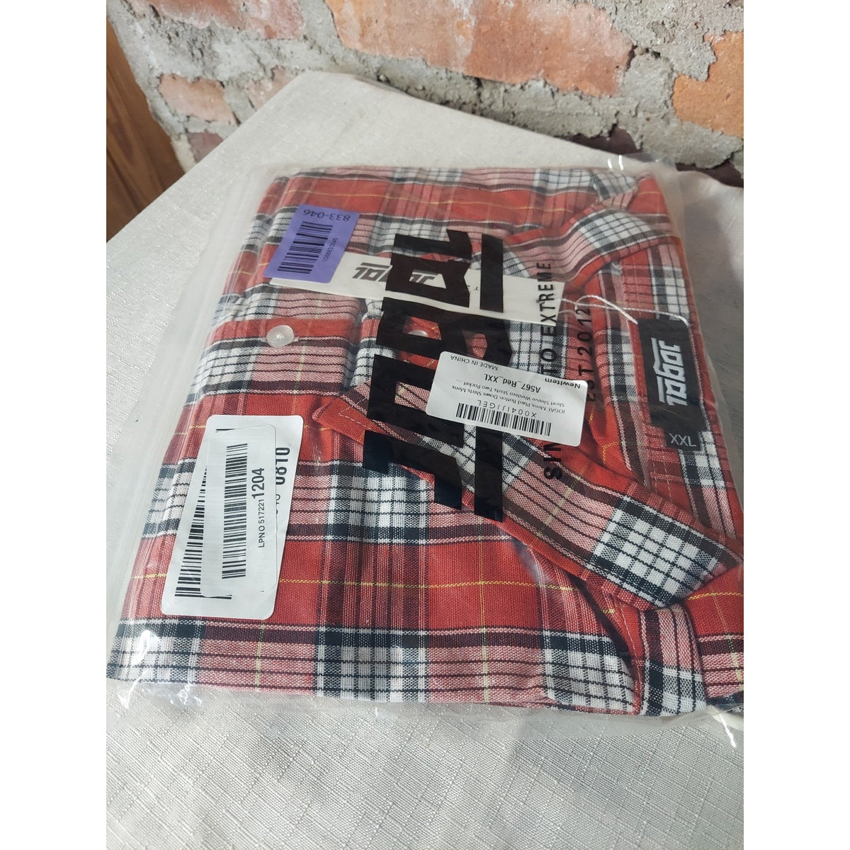 JOGAL Mens Short Sleeve Button Down Shirt Red Plaid XXL Two Pocket Western