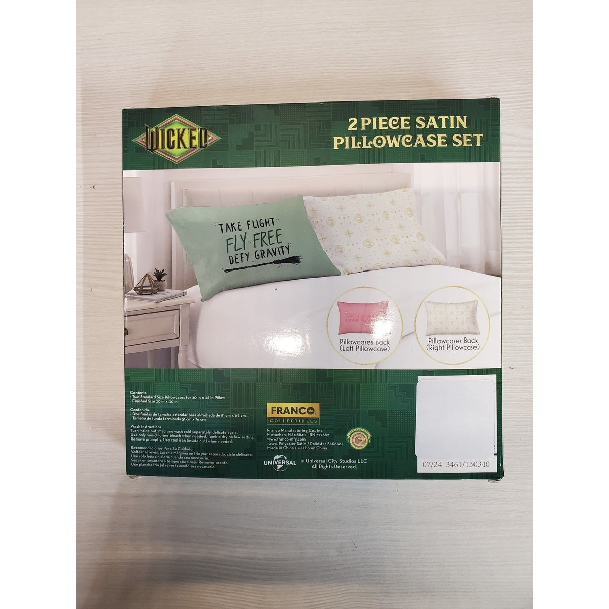 Wicked Satin Pillowcase Set 2 Piece Standard Size Haircare for Hair & Skin NEW