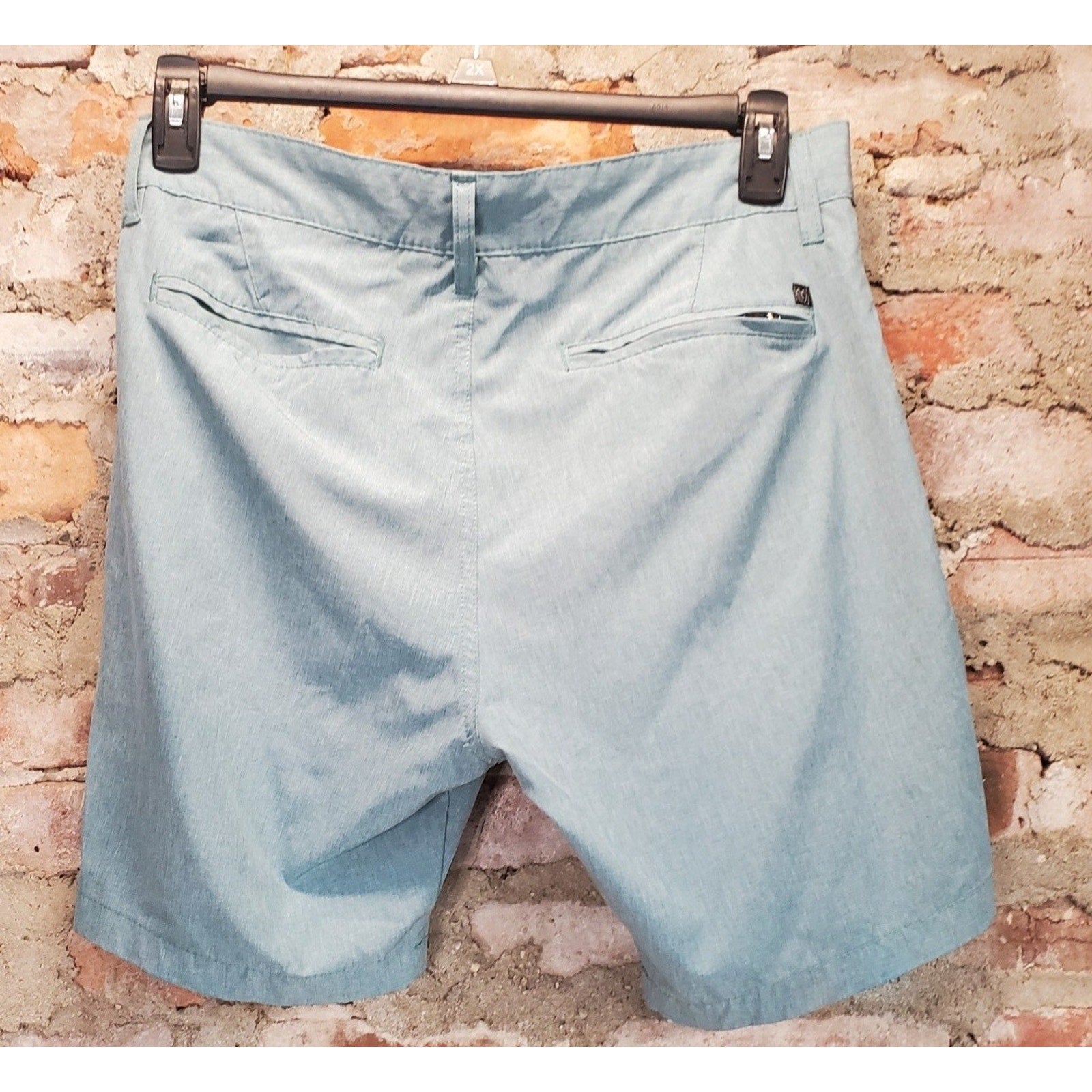 BURNISDE Mens Shorts Size 33 Light Blue Heathered Hybrid Performance Stretch
