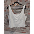 A New Day Womens Tank Top Blouse XXL Cream Scoop Neck Button Front