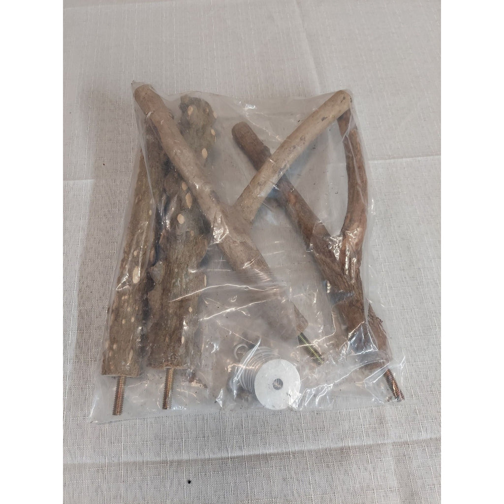 Natural Wood Bird Perch Set Parrot Stand Cage Accessories Kit Forked Branches