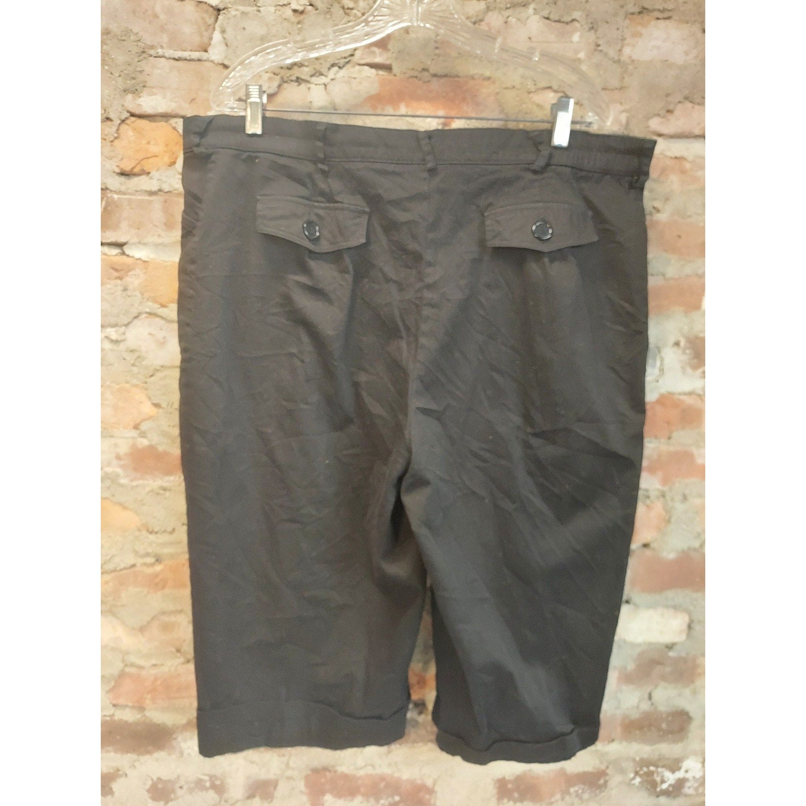 White Stag Womens Plus Capris 20W Black Stretch Cuffed Hem Pants