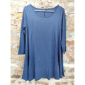 Veranee Womens Swing Tunic Top M Blue 3/4 Sleeve Scoop Neck Flowy Casual
