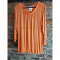Croft & Barrow Womens 3/4 Sleeve Top 1X Orange NWT Scoop Neck Gathered