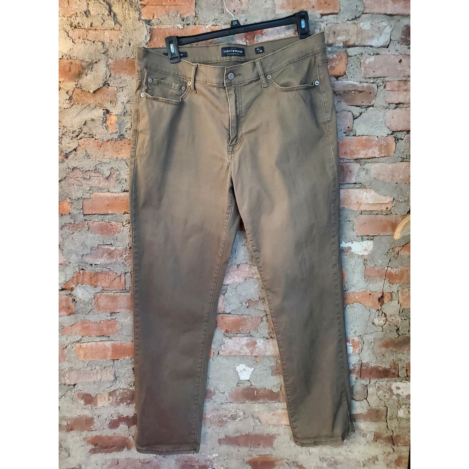 Lucky Brand Mens Pants Size 38x32 Brown Straight Fit Chino Casual