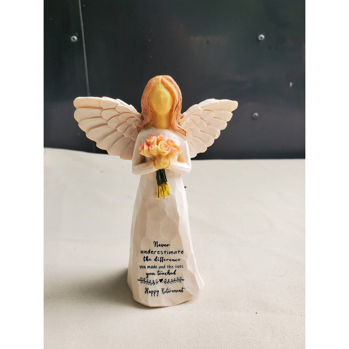 Retirement Angel Figurine Happy Gift Inspirational Thank You Message Decorative