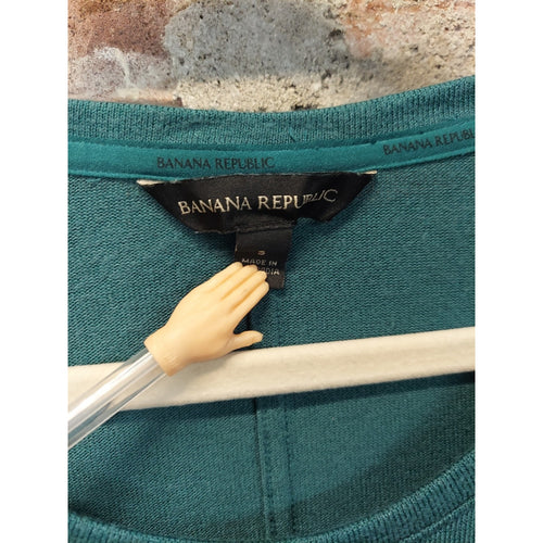 Banana Republic Womens Knit Long Sleeve Tunic Top Size S Teal Slit Hem