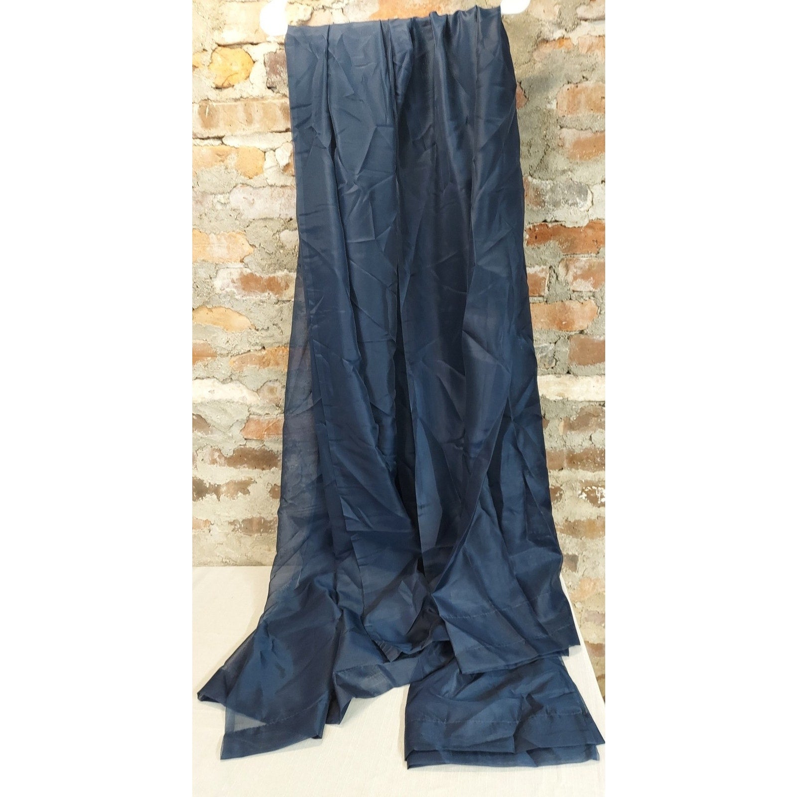 Sheer Curtain Panel Navy Blue Light Filtering Window Treatment 84 inches long