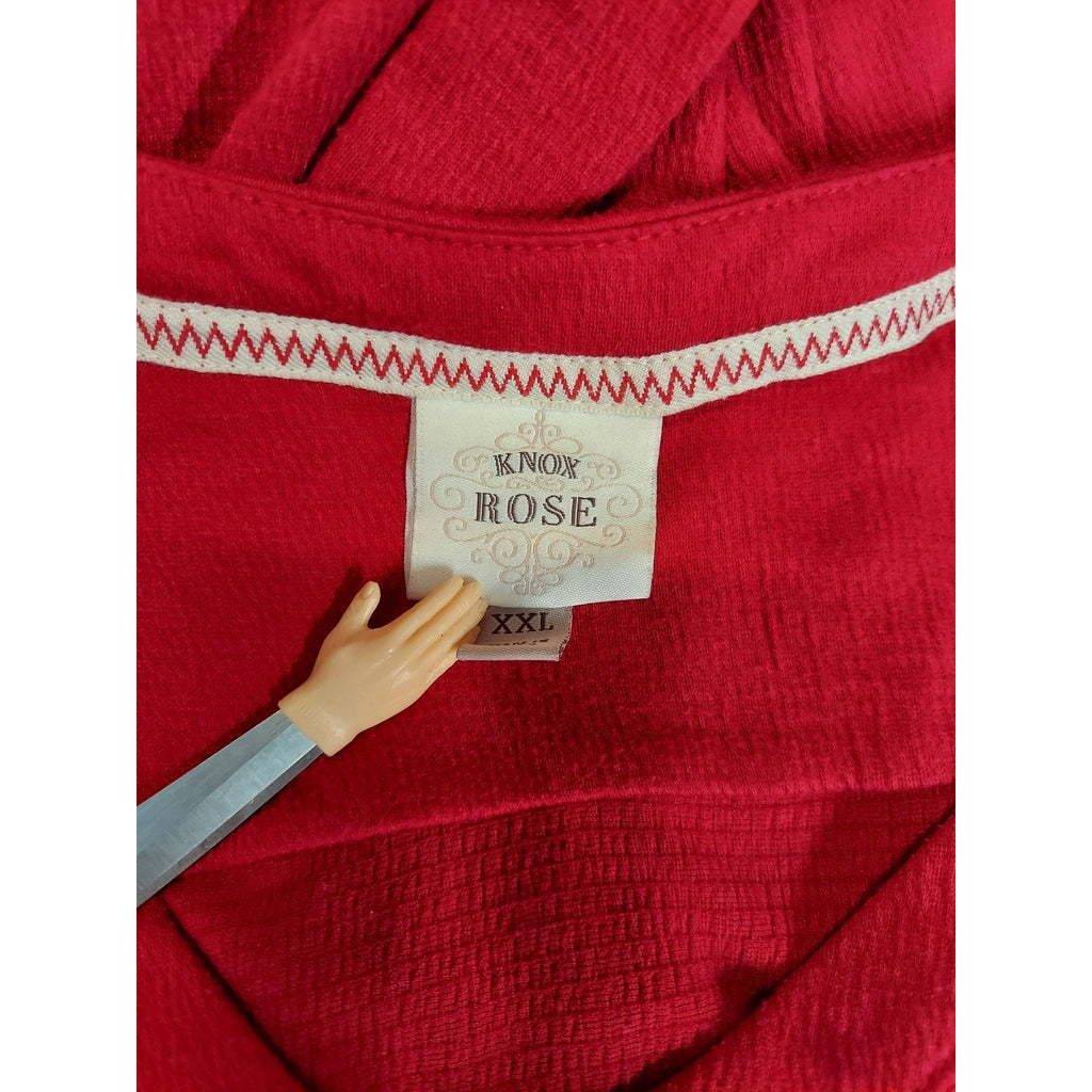 Knox Rose Womens Dress XXL Red Tiered V Neck Short Sleeve Pullover