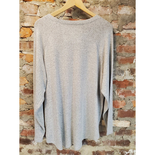 American Eagle Womens XL Heather Gray Plush Soft Raglan Long Sleeve Sweatshirt