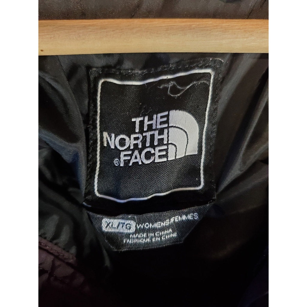 North Face Womens Puffer Jacket Hooded XL Purple 550 Down Fill Insulated