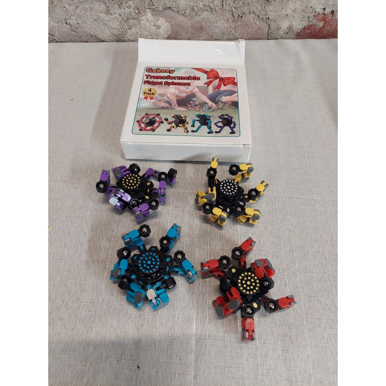 Gokeey Transformable Fidget Spinners 4 Pack Magnetic Robot Toy Multicolor Kids