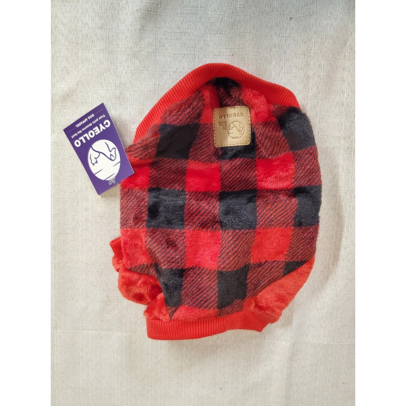 CYEOLLO Dog Sweater Jumpsuit Buffalo Plaid Red Black Fleece Small Warm Pet