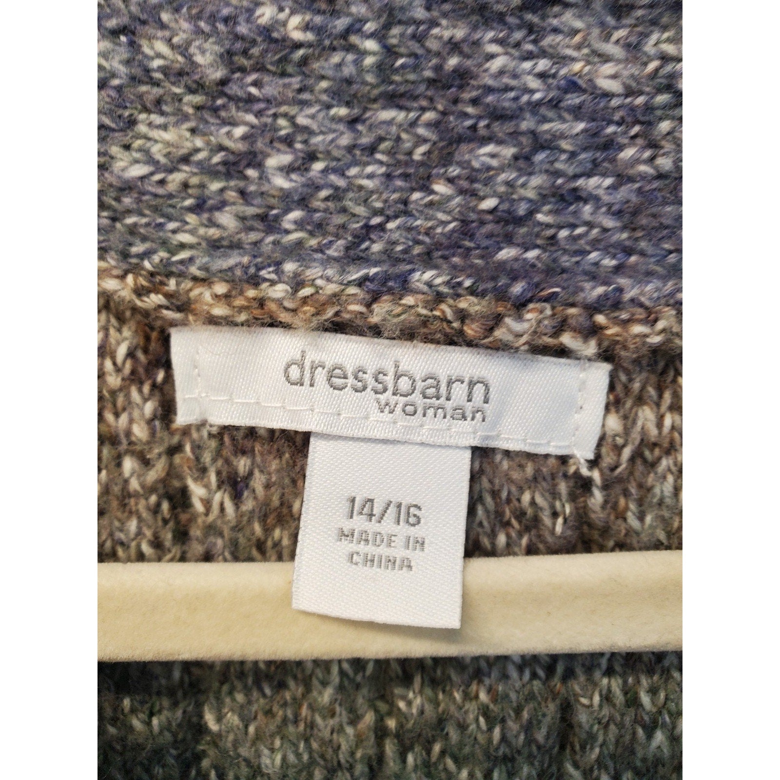 Dressbarn Womens Cardigan 14 16 Multicolor Knit Short Sleeve V Neck Button