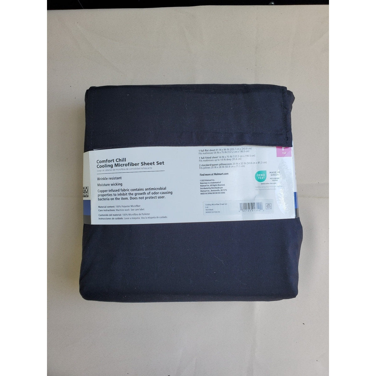 MAINSTAYS Comfort Chill Full Sheet Set Cooling Microfiber Black NEW