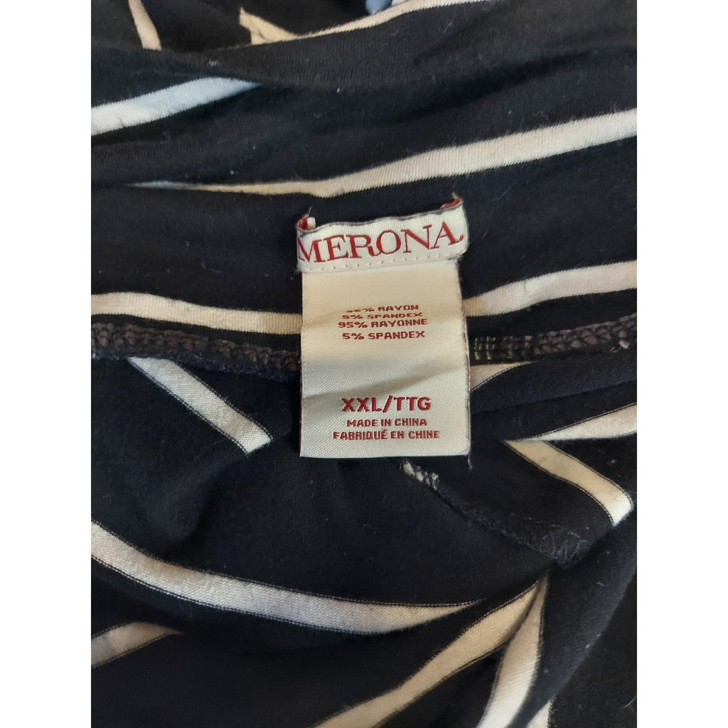 Merona Womens Maxi Skirt XXL Black White Chevron Stripe Pull On Rayon Spandex