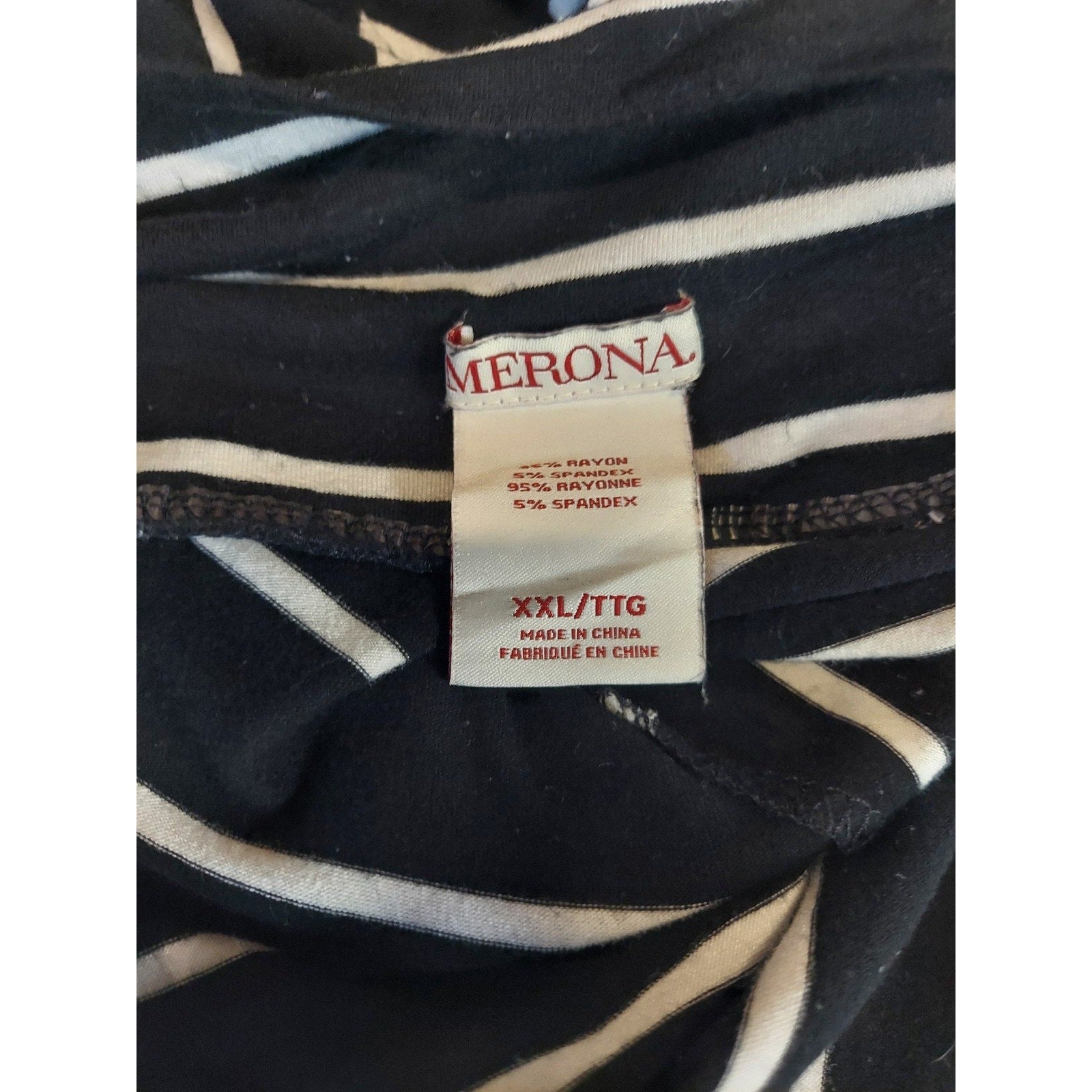 Merona Womens Maxi Skirt XXL Black White Chevron Stripe Pull On Rayon Spandex