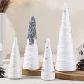 Set of 4 White Cone Christmas Trees Tabletop Modern Minimalist Holiday Decor