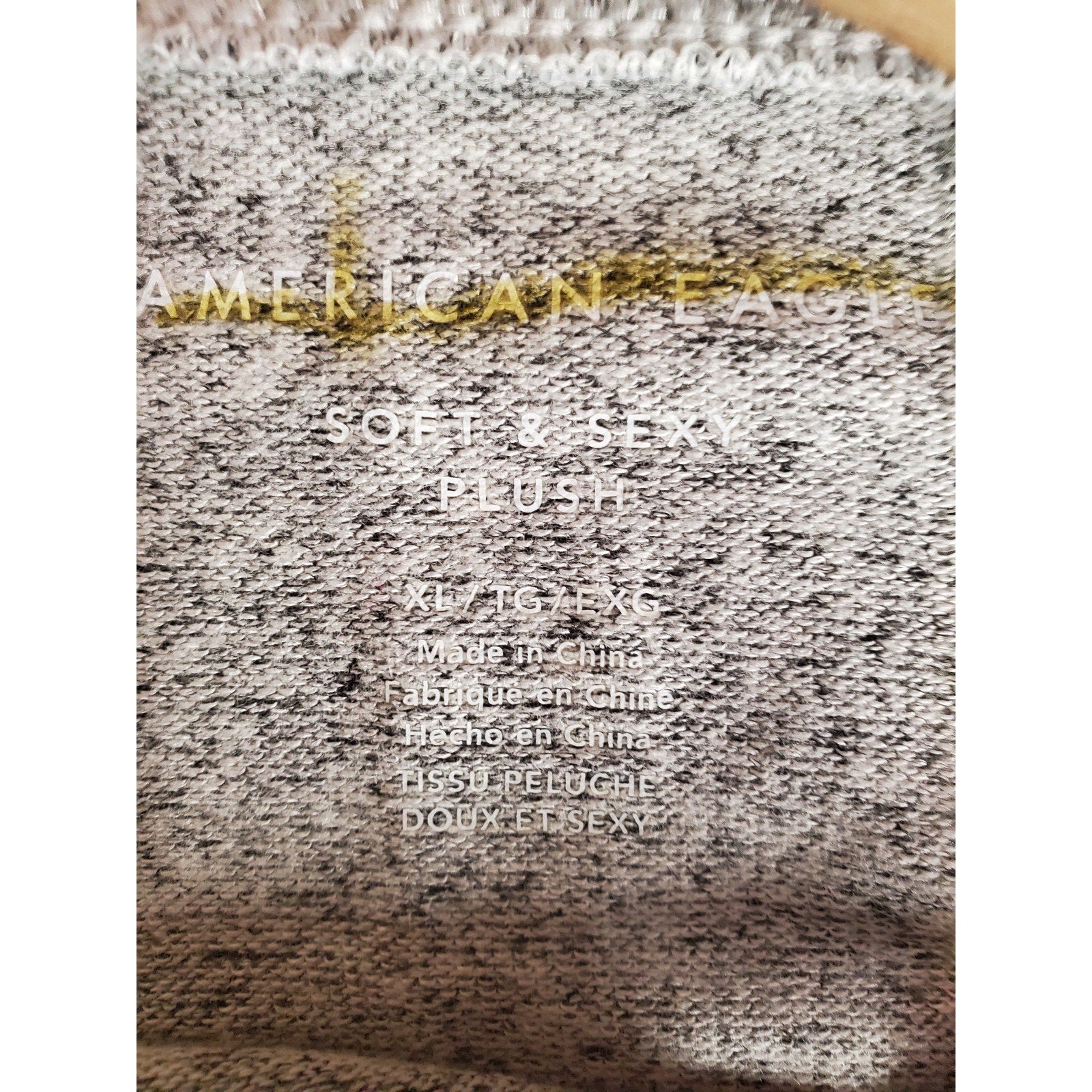 American Eagle Womens XL Heather Gray Plush Soft Raglan Long Sleeve Sweatshirt