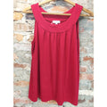 Dressbarn Womens Plus Size Tank Top 2X Red Shirred Neck Gathered Collar