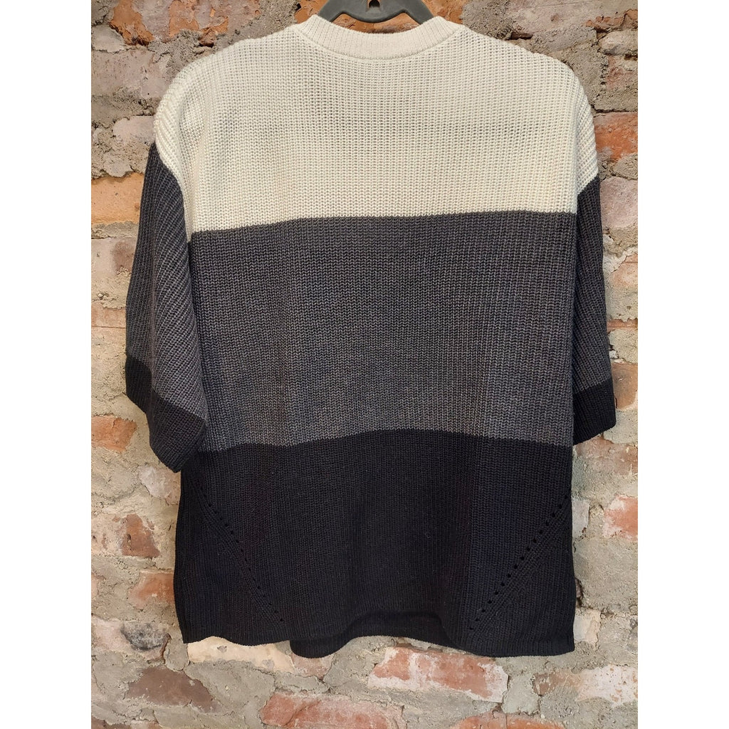 Matty M Womens Sweater L Colorblock Short Sleeve Knit Crew Neck