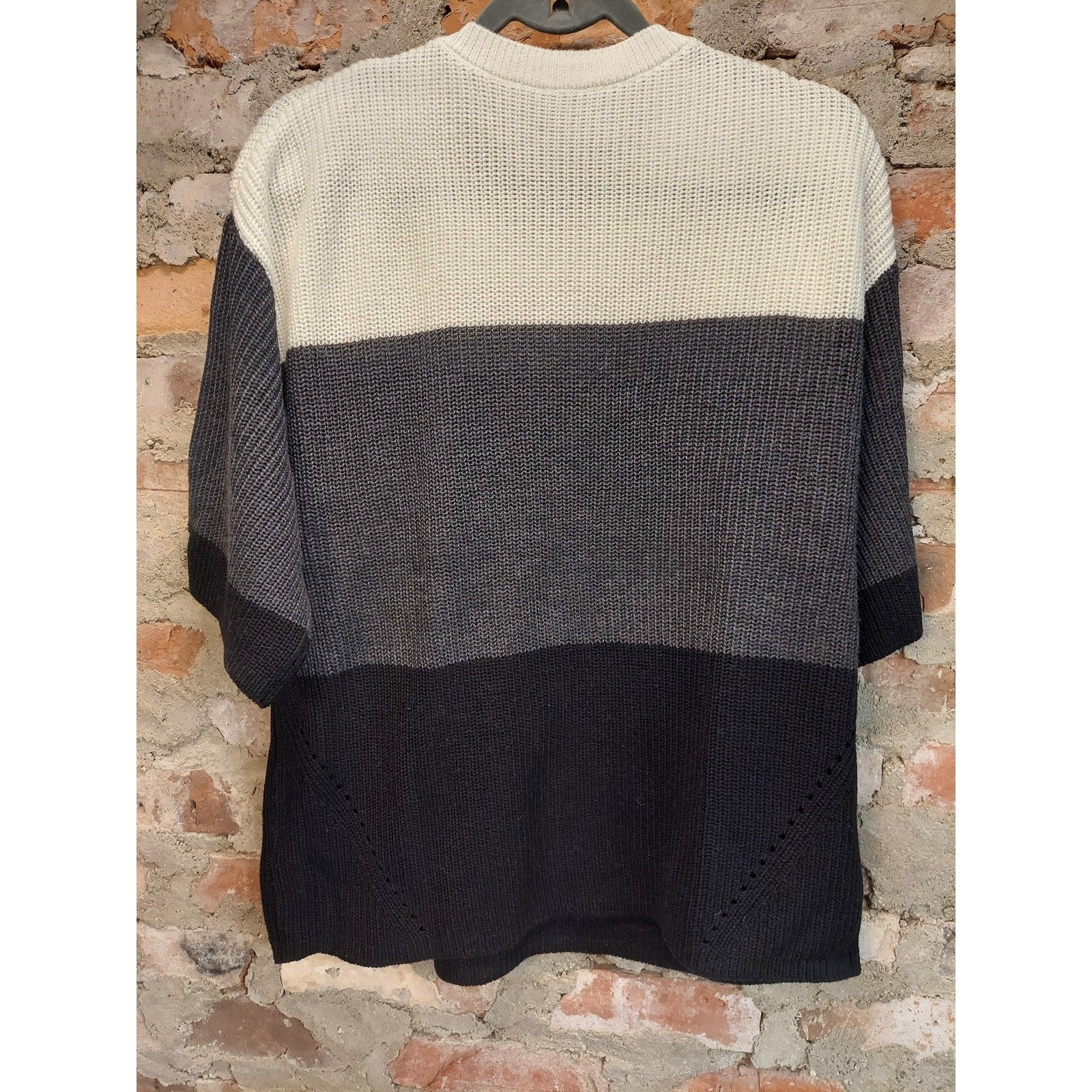 Matty M Womens Sweater L Colorblock Short Sleeve Knit Crew Neck
