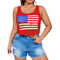Womens Plus American Flag Crop Tank Top 2XL 4th of July Patriotic Red White Blue