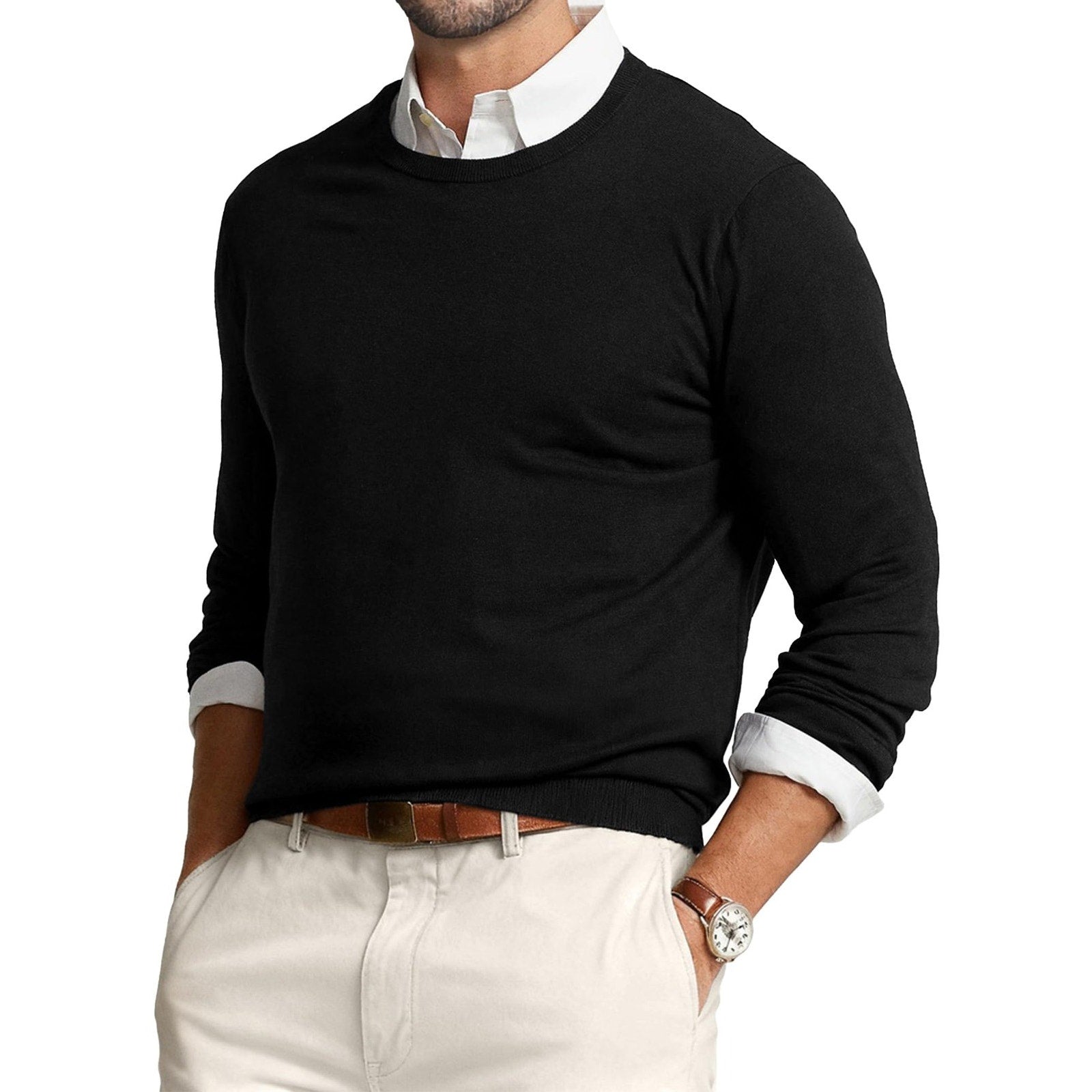 JJMILLER Mens Crewneck Pullover Sweater 2XL Black Long Sleeve NWT Knit