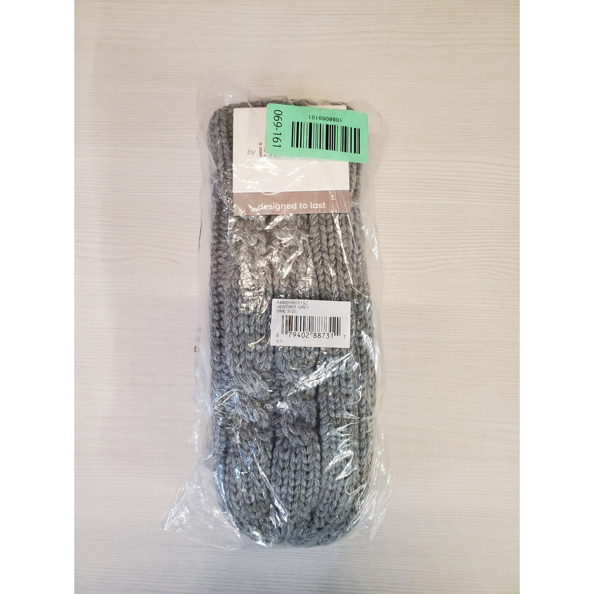 Isotoner Womens Mittens One Size Heather Grey Cable Knit Warm Cozy Winter