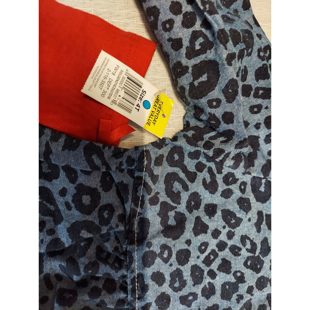 JBS Girls Tunic Top Leggings Outfit Set Size 4T Blue Leopard Print NWT
