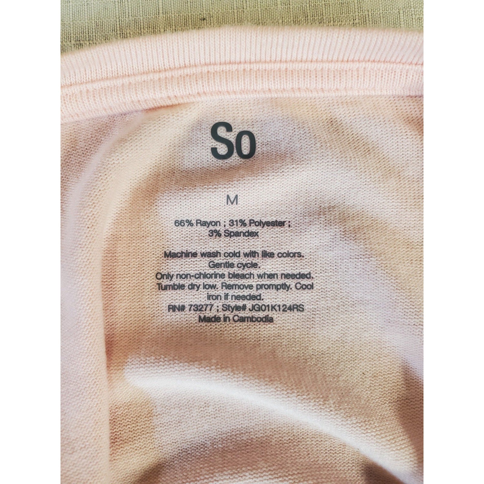 So Womens Tie Front T Shirt M Pink Cuffed Short Sleeve Rayon Blend