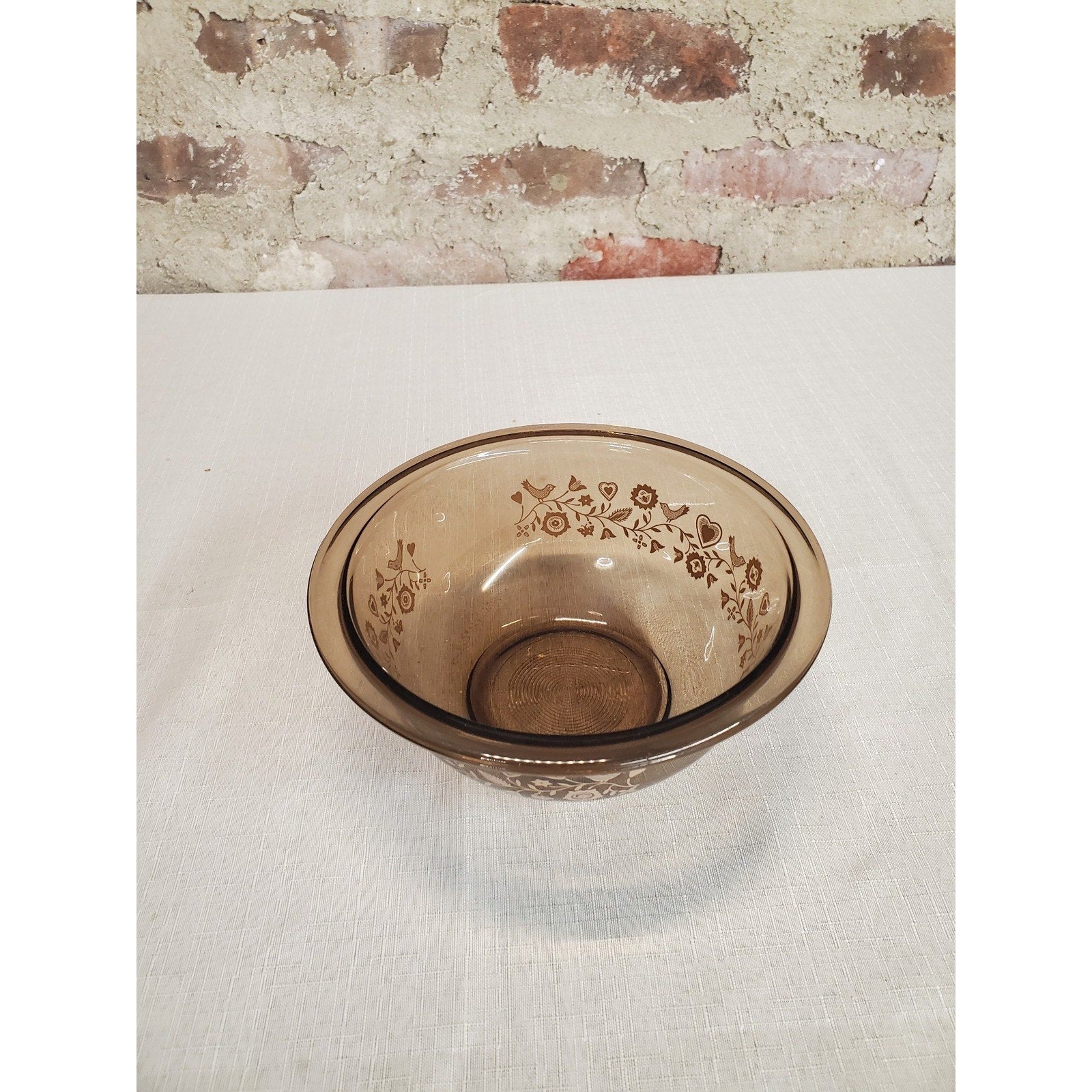 Pyrex Bowl Friendship Pattern Smoked Glass 323 1.5L Broiler Vintage