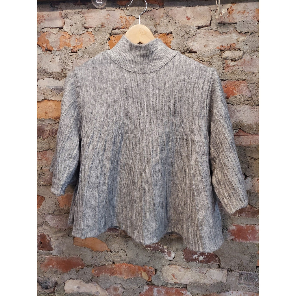 Maeve Womens Mock Neck Sweater M Heather Gray 3/4 Sleeve Swing Pullover Knit