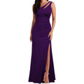 WOOGSEA Womens One Shoulder Split Mermaid Evening Dress XL Purple NEW