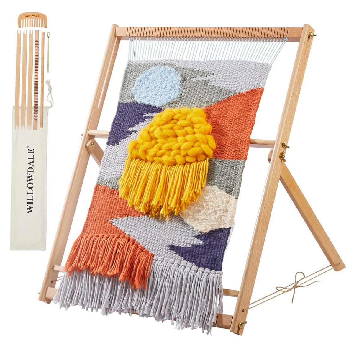 WILLOWDALE Weaving Loom Adjustable Wood Tapestry Frame Craft Kit Beginner New